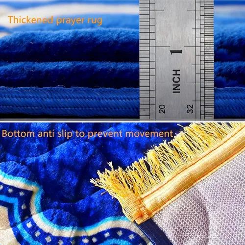 Miniatura 3 de JE JOUE Alfombra de oración musulmana, islámica, suave, grande, para oración islámica, islámica, gruesa para hombres y mujeres, Janamaz, Sajadah Azul