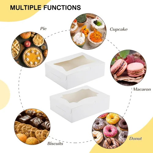 Miniatura 4 de TOMNK 50 cajas de galletas con ventana, 8 x 6 x 2.5 pulgadas, cajas de panadería con ventana de 2 estilos para golosinas, fresas cubiertas