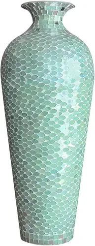 Miniatura 9 de Florero de mosaico de 20 pulgadas Amphora Nouveau - Florero morisco, jarrón de metal con superposición de mosaico de vidrio decorativo