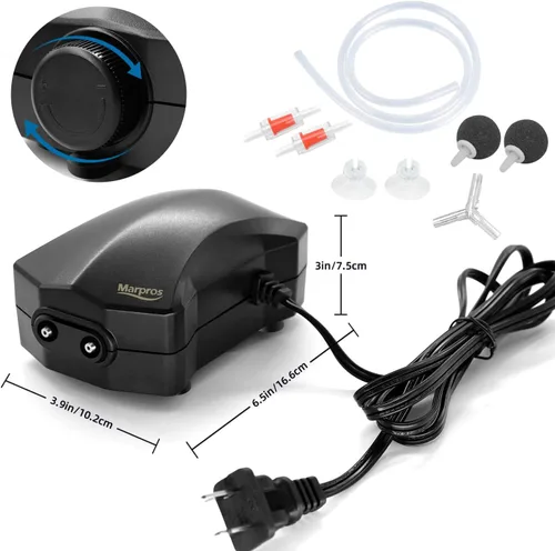 Miniatura 9 de Aquarium Air Pump Single Outlet/Dual Outlet Adjustable Aerator with Accessories for 10-100 Gallon Fish Tank