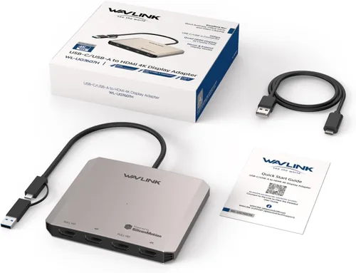 Miniatura 8 de WAVLINK Divisor HDMI de 4 puertos, adaptador USB C a Quad Monitor 4K, universal USB A a HDMI extendido doble triple pantalla para Windows, MacBook