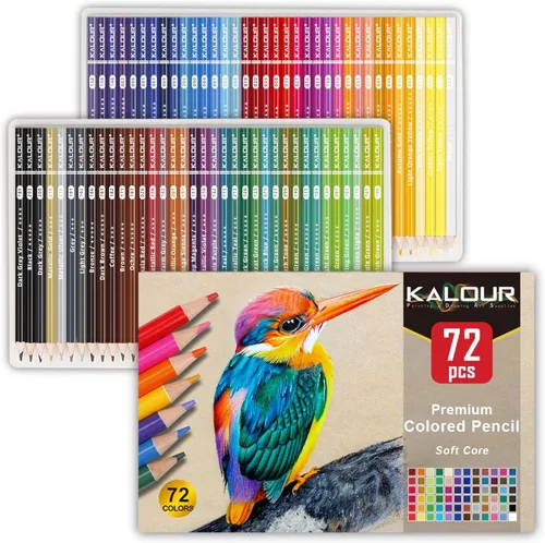 KALOUR - 72 lápices de colores para libros de colorear para adultos, núcleo suave, ideal para dibujo, mezcla y sombreado, juego de lápices de