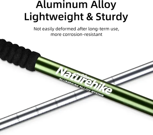 Miniatura 4 de Naturehike - Bastones de senderismo plegables, bastones de senderismo ajustables de aluminio ligero, absorción de impactos con correas