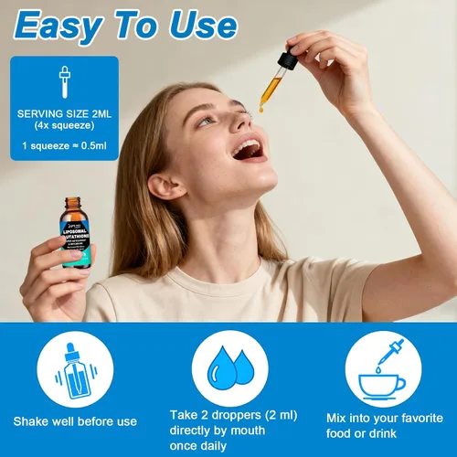 Miniatura 7 de Suplemento líquido de glutatión liposomal, forma activa L-glutatión con aceite de aloevera, vitamina C y ácido hialurónico para desintoxicación