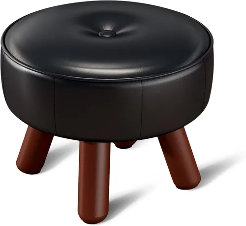 Miniatura 12 de oakvivo Taburete otomano pequeño de 13 pulgadas, reposapiés redondo de piel sintética para sofá, reposapiés debajo del escritorio, reposapiés