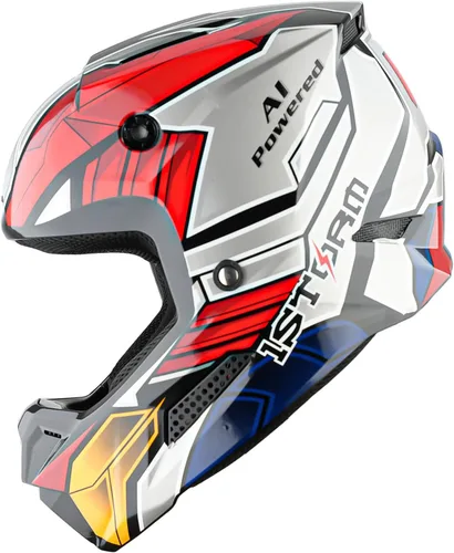 Miniatura 6 de 1Storm - Casco de motocross para jóvenes, ATV, BMX, MX, motocicleta todoterreno, kart, adolescente, Zaku Mecha, color rojo Juventud Mecha Rojo