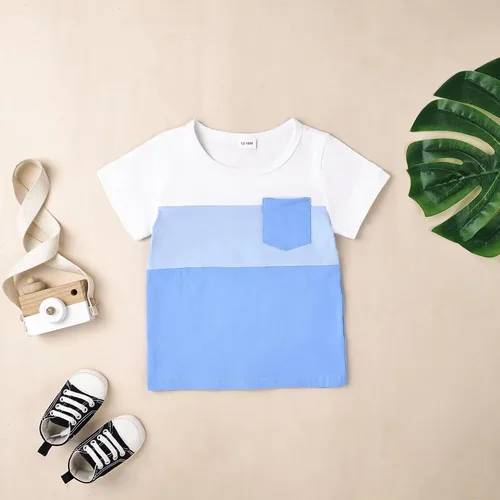 Miniatura 92 de Ropa para bebé niño pequeño, trajes de verano de manga corta, camiseta de retazos y pantalón con bolsillo, conjunto de 2 piezas, 12 meses a 4 años