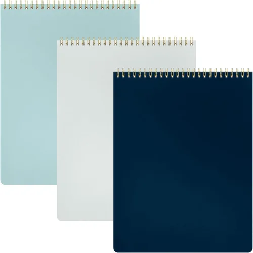 PAPERAGE Cuaderno en espiral con tapa superior, paquete de 3, bloc de notas a rayas, (Gris claro/Azul marino/Verde salvia), 70 hojas (140 páginas)