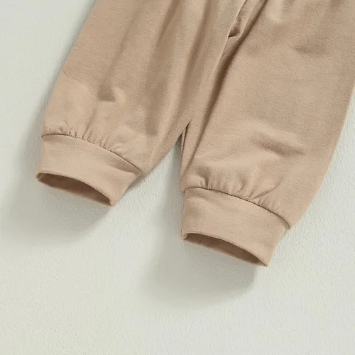 Miniatura 6 de Ropa de bebé recién nacido, ropa de punto acanalado, manga larga, pantalones de algodón sólido, trajes de otoño e invierno, 2 piezas