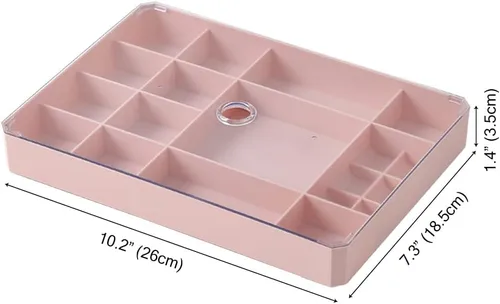 Miniatura 6 de Organizador apilable de joyas, organizador de joyas con tapa transparente, caja de joyería simple para cajón, aparador, para collares, pulseras