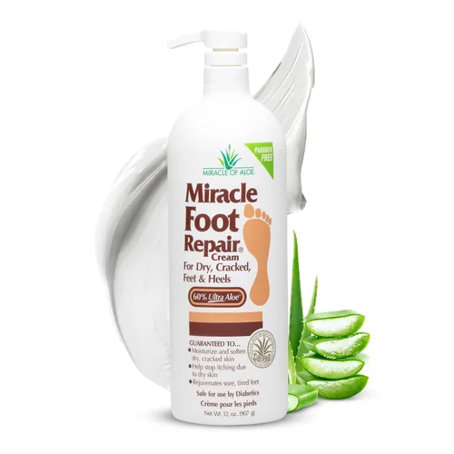 Miniatura 13 de Miracle Foot Repair Cream, (1 onza/3 unidades) repara talones y pies secos agrietados, 60% ultraaloe puro hidrata, suaviza y repara