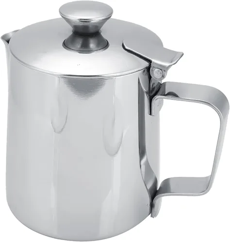 Miniatura 7 de Gavigain Taza de café de acero inoxidable jarra de espuma de leche con tapa para arte de café con leche (33.8 fl oz)