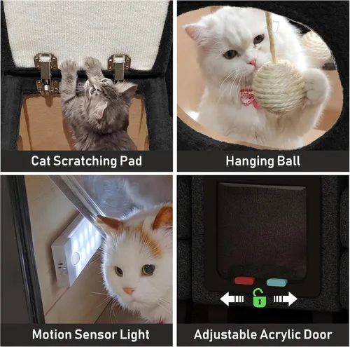 Miniatura 3 de Sofá nube en forma de U de 130 pulgadas con casa para gatos, sofá modular de gran tamaño para sala de estar, cómodo sofá grande de chenilla, juego