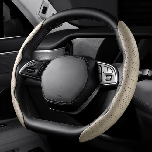 Miniatura 6 de LoyaForba Funda universal para volante de automóvil, protector universal de cuero segmentado de 15 pulgadas, antideslizante y suave, transpirable