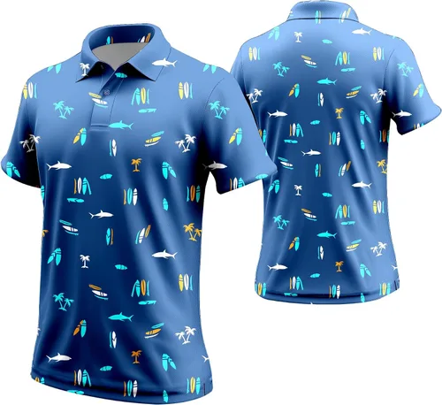 Miniatura 133 de Camisa de golf de los años 80 para hombre, ajuste seco, manga corta, estampada, divertidas, camisas de golf de los años 90 para hombre