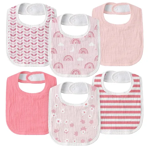 Miniatura 20 de Baberos de muselina para bebé, paquete de 8, baberos para babear y dentición para bebé, absorbentes, suaves de algodón orgánico, babero ajustable
