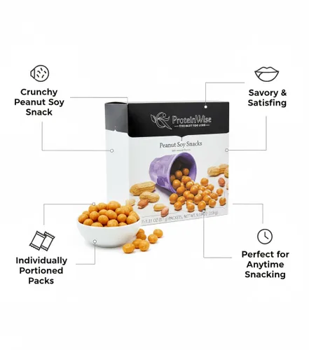 Miniatura 3 de ProteinWise Bocadillos de soja recubiertos de caramelo de maní, altos en proteínas, colesterol bajo, dieta saludable, baja en carbohidratos, baja
