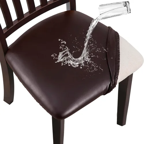 Miniatura 12 de YISUN Fundas de Asiento para Silla Set de 6, Fundas para Comedor Impermeables, Fundas de Asiento de Jacquard Elásticas Extraíbles y Lavables