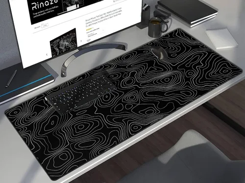 Miniatura 6 de Rinaze Alfombrilla de ratón extra grande para juegos con topografía negra, alfombrilla de ratón XXL, alfombrilla de ratón grande para escritorio