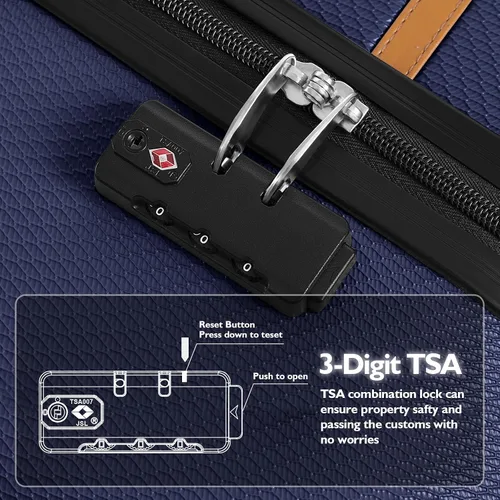 Miniatura 6 de AnyZip Equipaje ABS+PC Hardside maleta ligera con ruedas giratorias TSA Lock, Azul oscuro