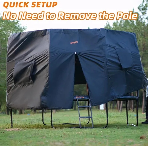Miniatura 4 de jumpfly Carpa para Trampolín de 12 Pies para Niños, Compatible con Trampolín Redondo de 8 Postes Rectos, Cubierta de Sombra para Trampolín con Luz