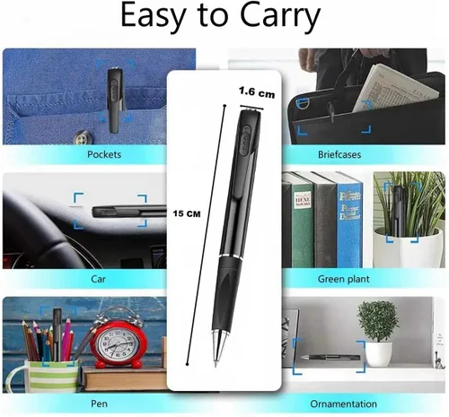 Miniatura 5 de Bolígrafo de cámara activado por movimiento 1080P con alertas Wi-Fi y aplicaciones, 32 GB incluidos, cámara oculta portátil ángulo de visión de 100