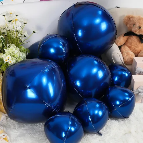 Miniatura 5 de 12 globos redondos de aluminio azul marino, globos de helio 4D de 22 pulgadas, 15 pulgadas, 10 pulgadas, globo de aluminio azul metálico