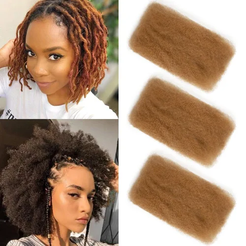 Miniatura 29 de FASHION IDOL Afro Kinkys - Cabello humano a granel para extensiones de rastas, reparación de Loc, trenzado, giro apretado, cabello humano afro