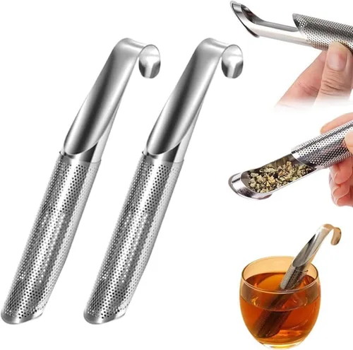 Miniatura 2 de Infusor de té, colador de té de hojas sueltas con asa de gancho colgante, bolsas de acero inoxidable para hojas sueltas, artefacto creativo de tubo