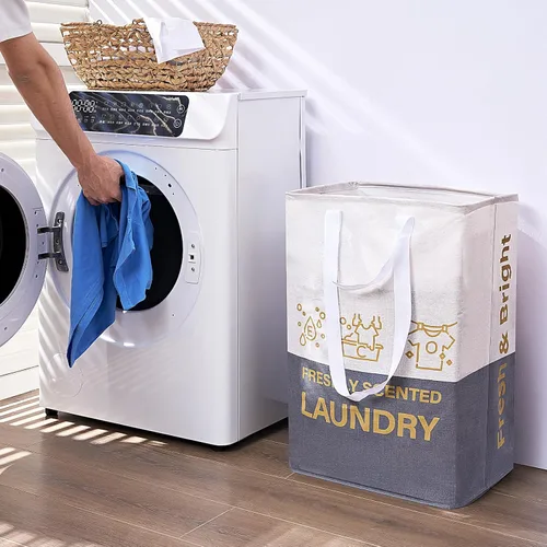 Miniatura 7 de Paquete de 2 cestas de lavandería de 92 litros con asas, impermeable, plegable, para dormitorio, cuarto de baño