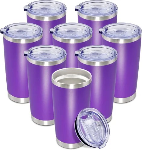 Miniatura 15 de Vaso de viaje de café de 20 onzas a granel con tapa, acero inoxidable de doble pared aislada al vacío, tazas con recubrimiento en polvo, para Rosa