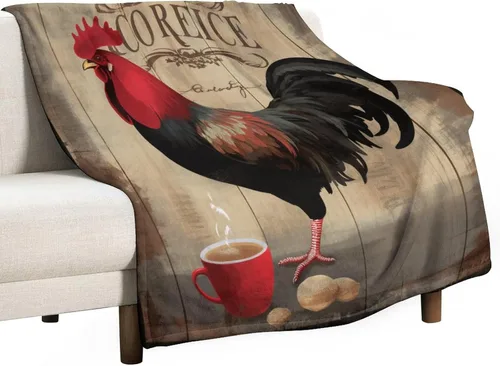 Miniatura 42 de Manta de microfibra suave y acogedora con diseño de gallo rústico en blanco y negro, suave y acogedora manta de microfibra para sofá, cama, oficina