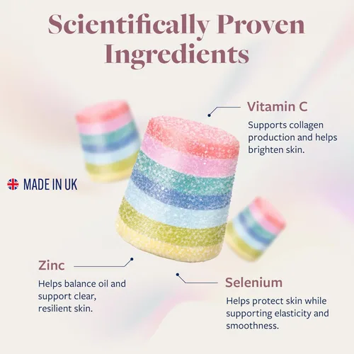 Miniatura 3 de Upsa Nourished Collagen Skin Lift 30ct - Complejo Ovoderm® de membrana de huevo con vitamina C, zinc y selenio - Gomitas vegetarianas sin azúcar