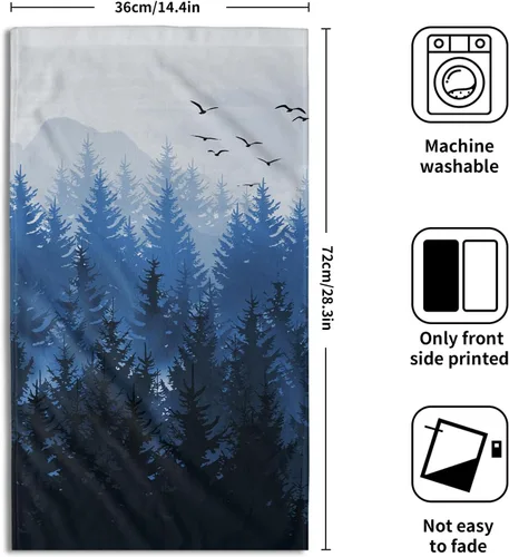Miniatura 2 de Winter Trees - Juego de 2 toallas de mano de 28 x 14 pulgadas, diseño de árbol de pino de nieve, color beige, absorbente, de microfibra, para baño