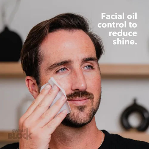 Miniatura 6 de SweatBlock Toallitas faciales antitranspirantes para hombres y mujeres, 15 unidades, ayudan a controlar la piel grasa, reducir el brillo