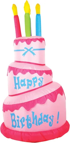 Beistle Pastel inflable gigante iluminado de 5 pies y 10 pulgadas para decoración de fiesta de cumpleaños con luces LED, decoración de patio, uso en