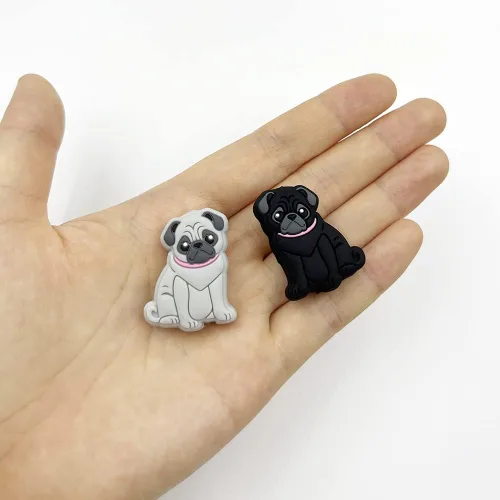 Miniatura 7 de 10 cuentas de perro de dibujos animados de animales con forma de carlino, cuentas focales para bolígrafo, llavero, joyería, pulseras, collares