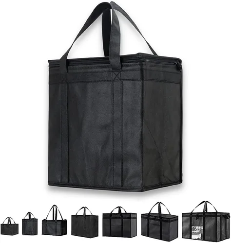 Miniatura 22 de Bolsa de enfriador XXL aislada y calentador de alimentos de NZ home para entrega y compras de comestibles con cremallera superior, color rojo
