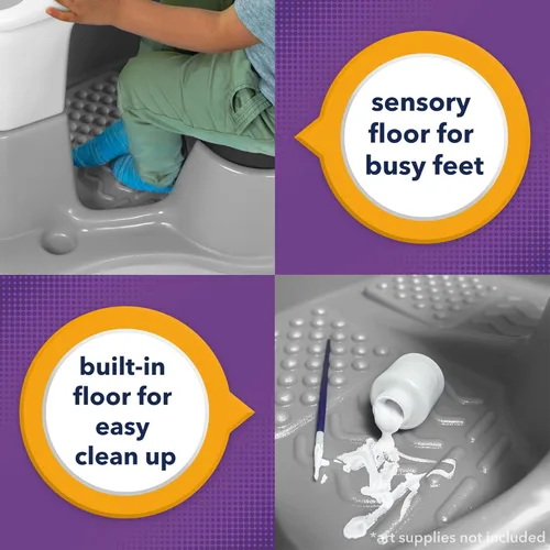 Miniatura 5 de Simplay3 Creative Kids Art - Juego de mesa y silla de escritorio con silla de escritorio adjunta, piso completo y almacenamiento de arte Gris