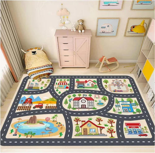 Miniatura 11 de Alfombra para niños, alfombra de coche para niños, tapete de juego, alfombra para coches de juguete para sala de juegos, aula, habitación de niños
