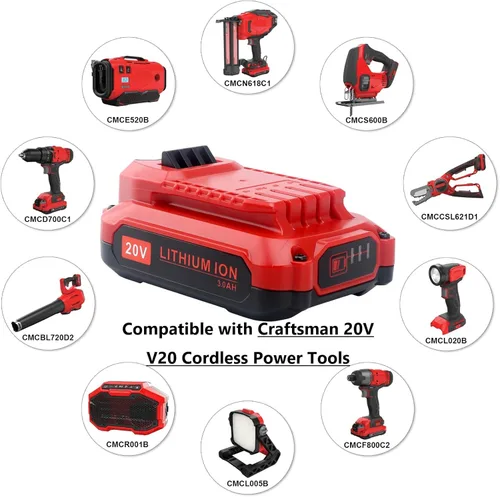 Miniatura 2 de Biswaye Batería de iones de litio de 20 V MAX CMCB202 compatible con Craftsman V20 Batería CMCB204 CMCB202 CMCB201