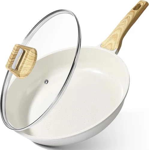 Miniatura 12 de GiPP Sartén antiadherente de cerámica - sartén de 10 pulgadas saludable, antiadherente, no tóxica, compatible con inducción, sartén de tortilla, Gris
