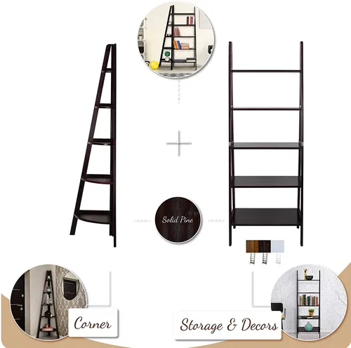 Miniatura 4 de Estantería con forma de escalera y 5 estantes Casual Home, Madera, Espresso