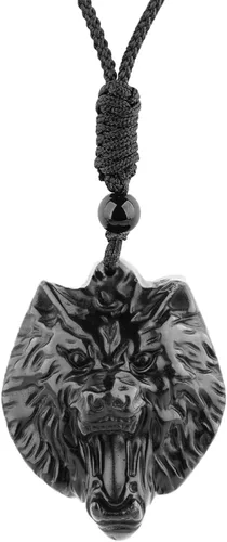 Miniatura 30 de Collar de obsidiana negra con colgante de protección y cadena de cuentas extendida, amuleto de piedra de cristal curativo para hombres y mujeres