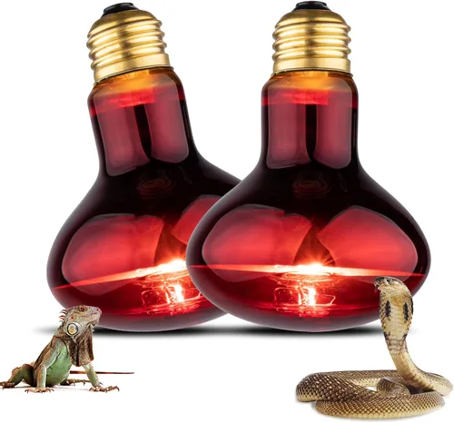 Bombilla de calor para reptiles, bombillas de calor infrarrojo de 100 W, bombilla roja para serpiente, tortuga, dragón barbudo, lagarto, pollos,