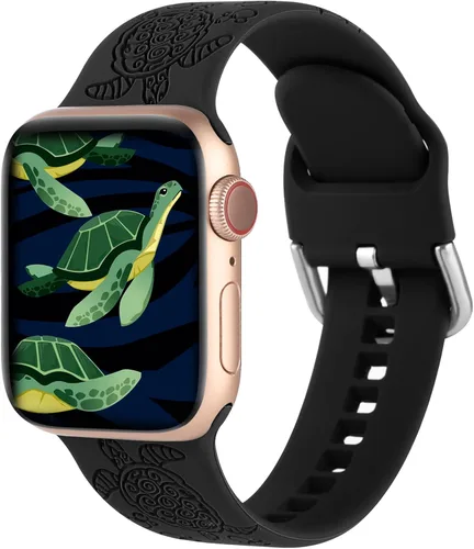 Miniatura 2 de Sea Turtle - Correa deportiva grabada compatible con Apple Watch Band de 1.496 pulgadas, 1.575 pulgadas, 1.614 pulgadas, para mujer, de silicona