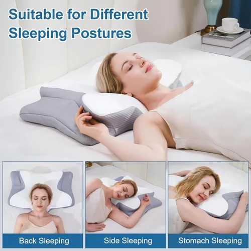 Miniatura 3 de Almohada cervical para el cuello, almohada cervical para aliviar el dolor de cuello, almohada ergonómica de espuma viscoelástica de apoyo