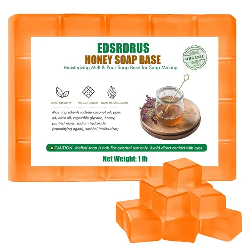 Miniatura 20 de EDSRDRUS Base de jabón aromática de 2 libras, hecha a mano con miel y aceite de coco, base de jabón hidratante para derretir y verter