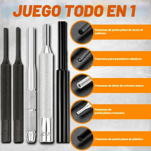 Miniatura 5 de BESTNULE Juego de punzones, herramientas de perforación, juego de punzones de rodillo, hecho de material sólido, incluyendo punzón y martillo