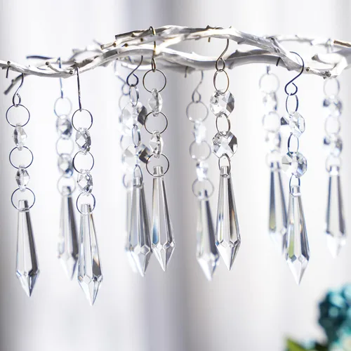 Miniatura 9 de 25 piezas de 55 mm de cristales de colores para candelabros con ganchos, guirnalda de cristal atrapasoles con cuentas de cristal octogonales